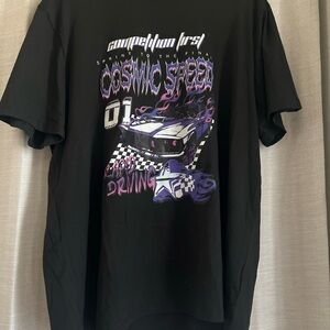 ROMWE Black Cosmic Speed Graphic Tee XXL